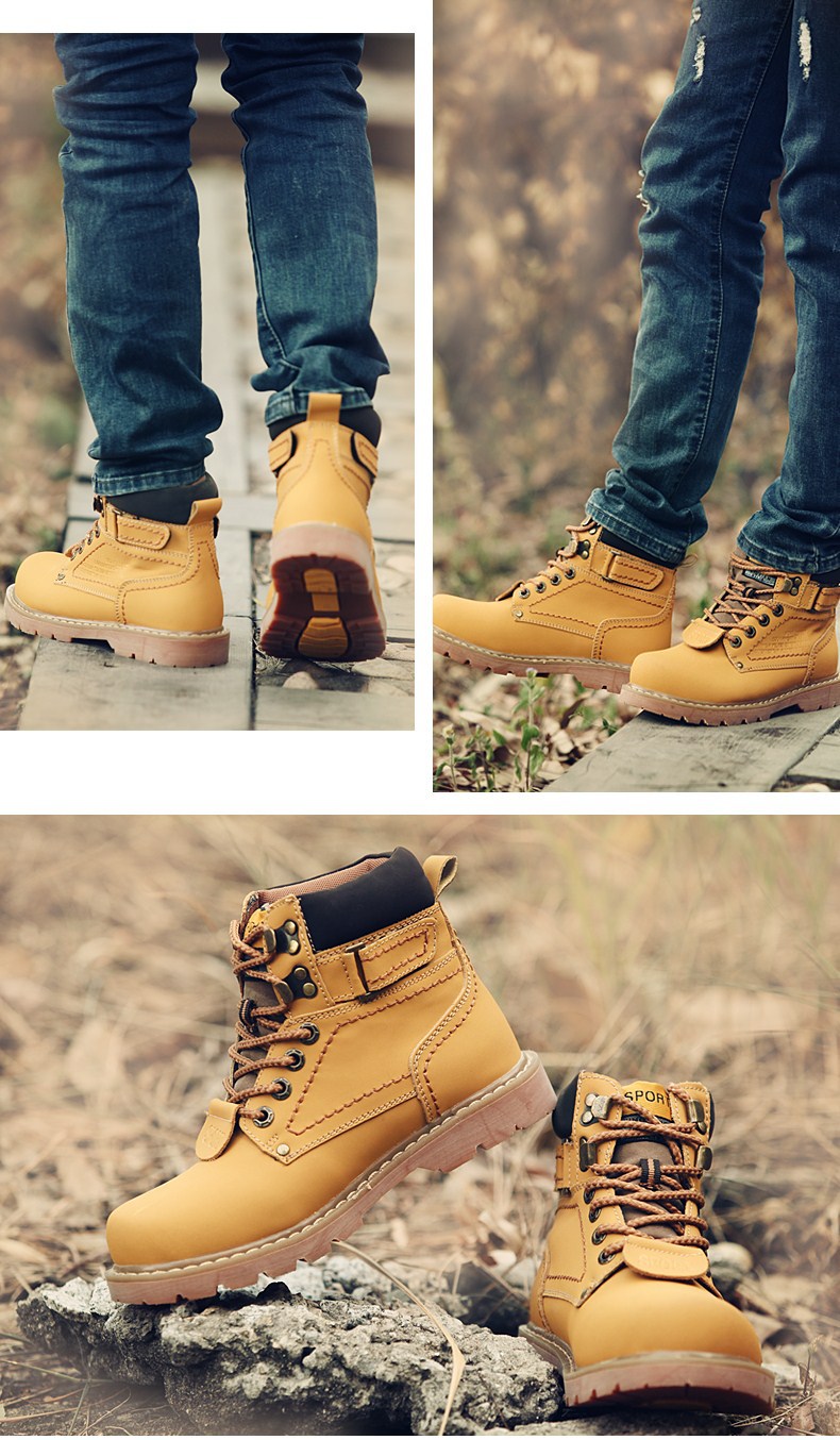 Waterproof Leather Work Boots For Men Winter Fleece Lined_voghion.com