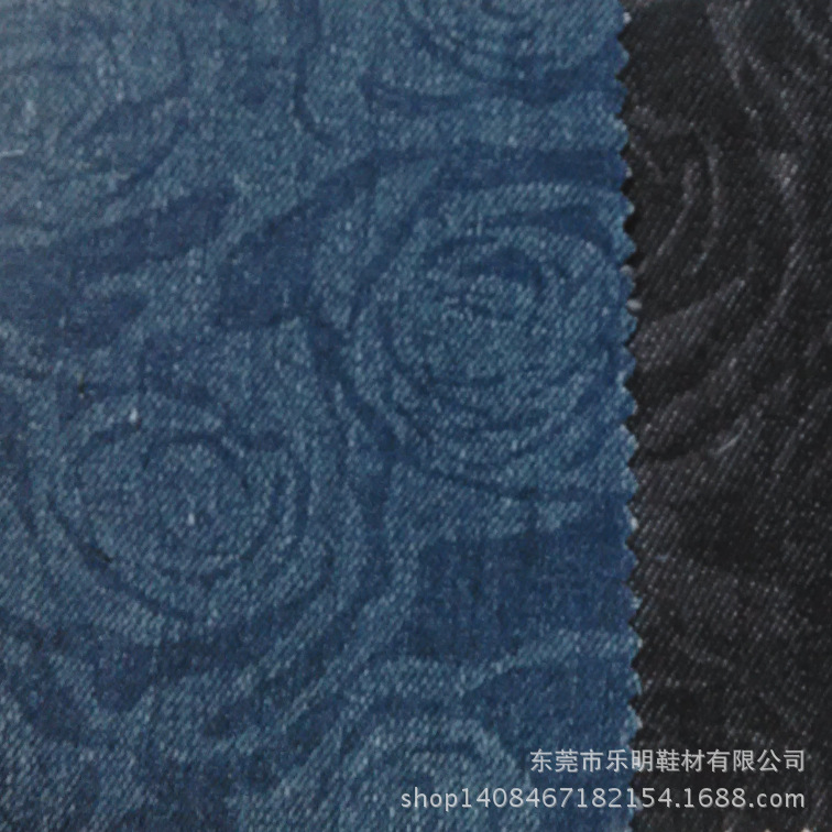MB4362供应洗水压花牛仔玫瑰花布料 适用鞋业帽业服装等