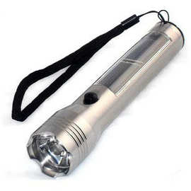 太阳能手电筒 led铝合金 USB充电节能环保 强光手电筒