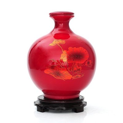 景德鎮陶瓷酒瓶 紅水晶釉紅荷葉圓球十斤裝泡酒瓶 10斤裝白酒壇子
