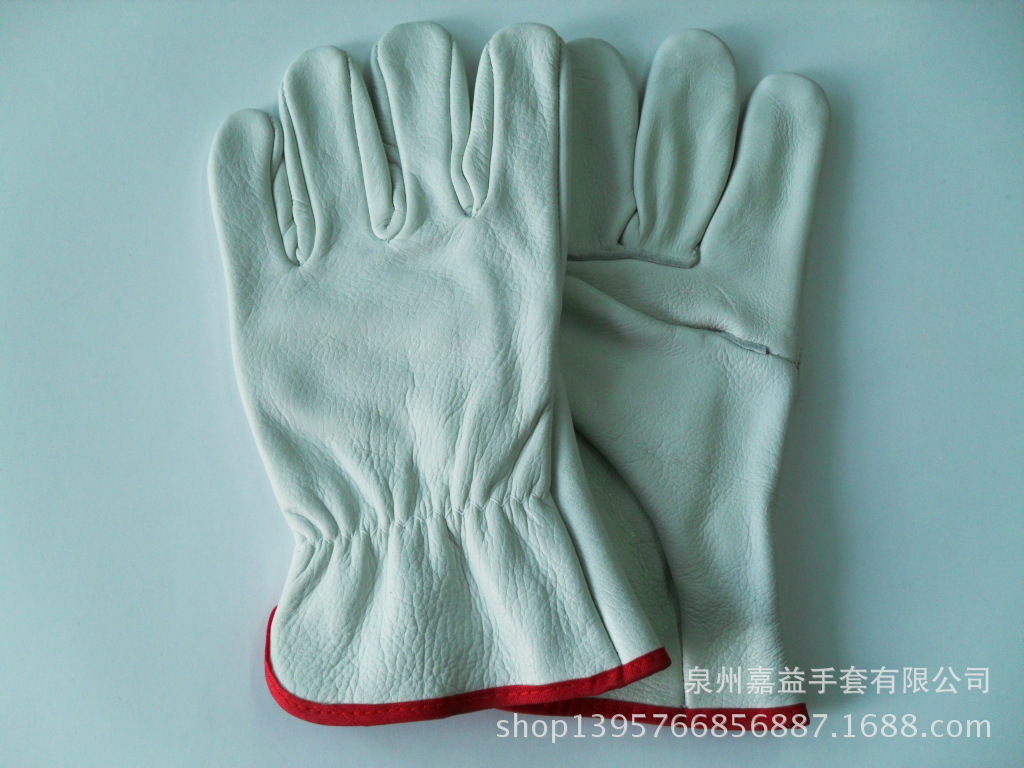 本白牛头层皮女装司机手套