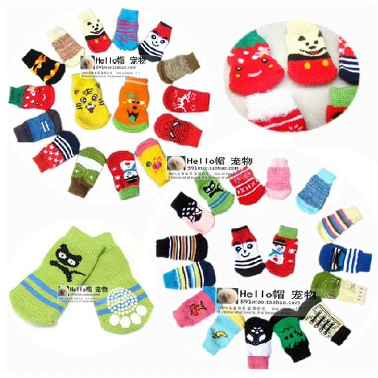 Носки для щенков, носки для домашних животных, Нескользящие хлопковые носки, чехлы для ног собак, принадлежности для маленьких собак, синие бурские носки lanboer