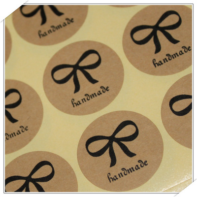 3cm circular handmade bow cowhide Sticker Thank you Baking Sealer On behalf of