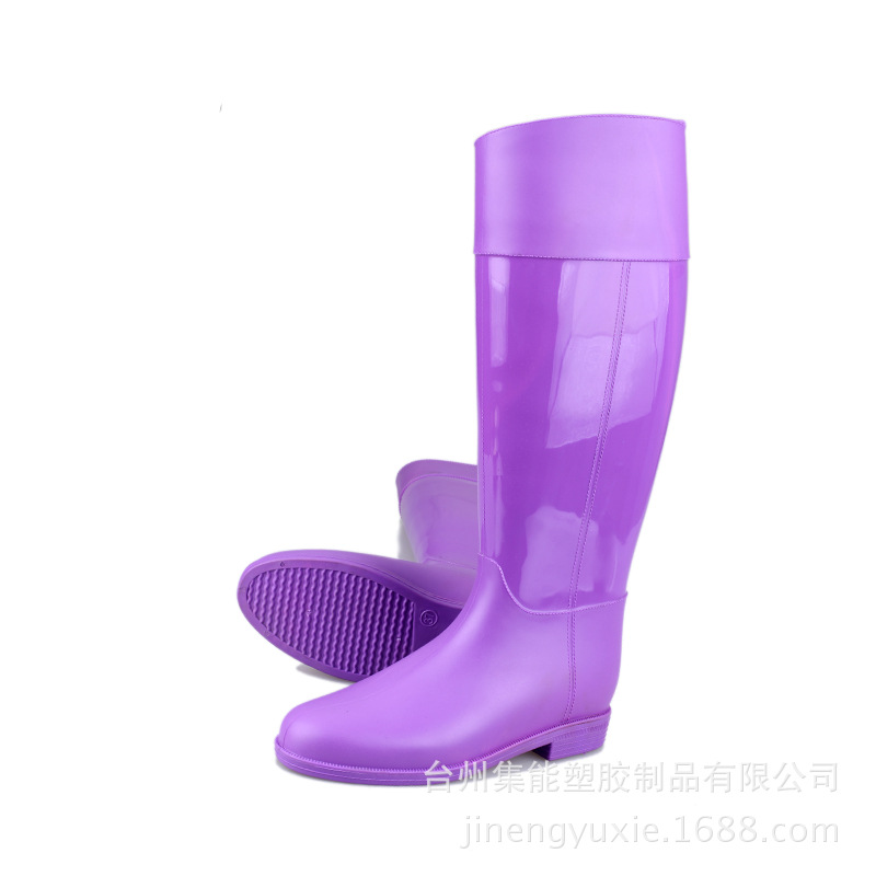 女式高筒工作粉红时尚时装双色外贸加厚PVC雨鞋环保雨靴rainboot|ms