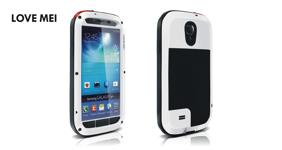 LOVE MEI Powerful Water Resistant Shockproof Dust/Dirt/Snow Proof Aluminum Metal Outdoor Heavy Duty Case Cover for Samsung Galaxy S4