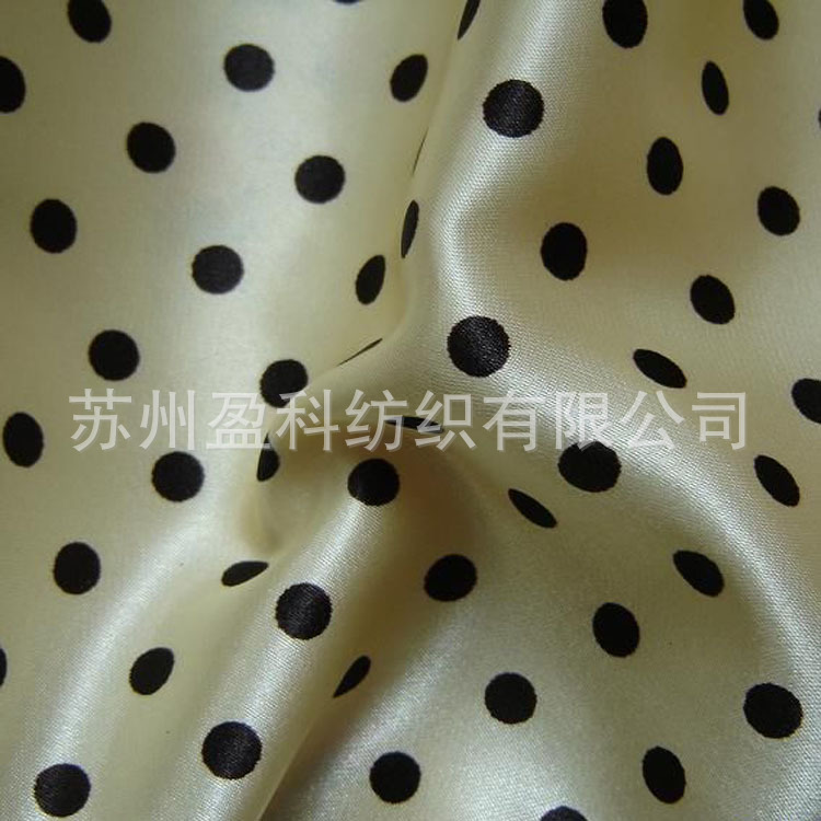 供应50D*75D色丁印花 舞台服面料 服装里料