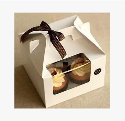 4格CUPCAKE马芬杯子蛋糕盒.手提西点盒(带托)