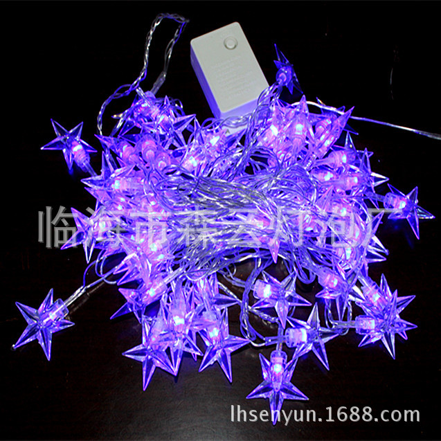厂家直销led电池灯串 带尾插串灯 立体五角星星圣诞彩灯 节日装饰