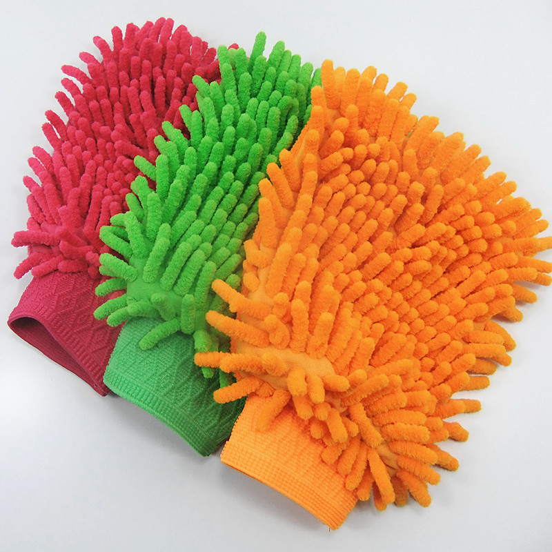 factory Direct selling Coral Two-sided Chenille Car Wash glove Superfine fibre Nick Cleaning glove Color selection