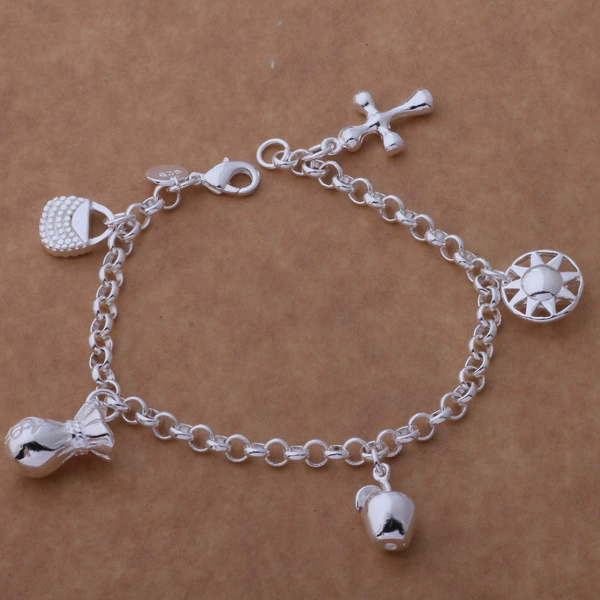 Яблоко, серебря bracelet серебро стиль, аксессуар, образец серебро 925, корейский стиль, городской стиль, оптом