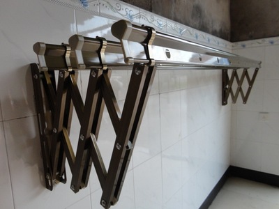 加厚三角杆晾衣架 外飘晒被架 阳台三杆四杆推拉伸缩衣架|ms