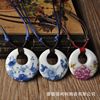 Ethnic accessory, ceramics, multicoloured adjustable necklace, ethnic style