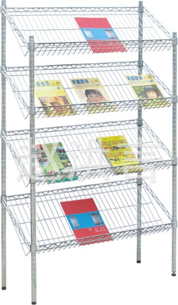 义乌货架厂家直销大量供应五金电镀镀铬铁丝4层斜网置物架