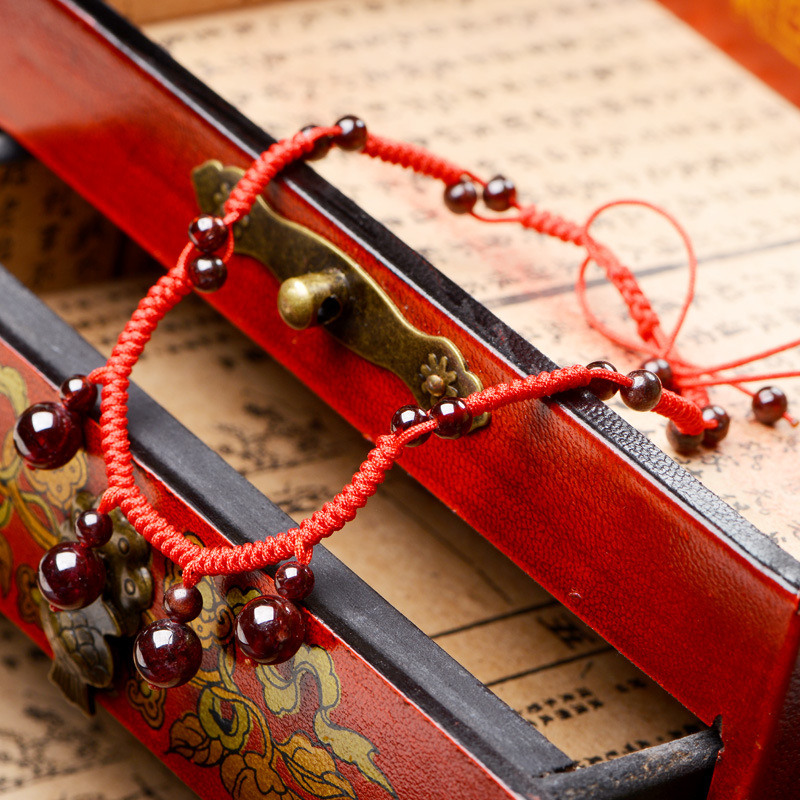 尚汇复古手工天然正品石榴石饰品民族风葫芦脚链女款|ms