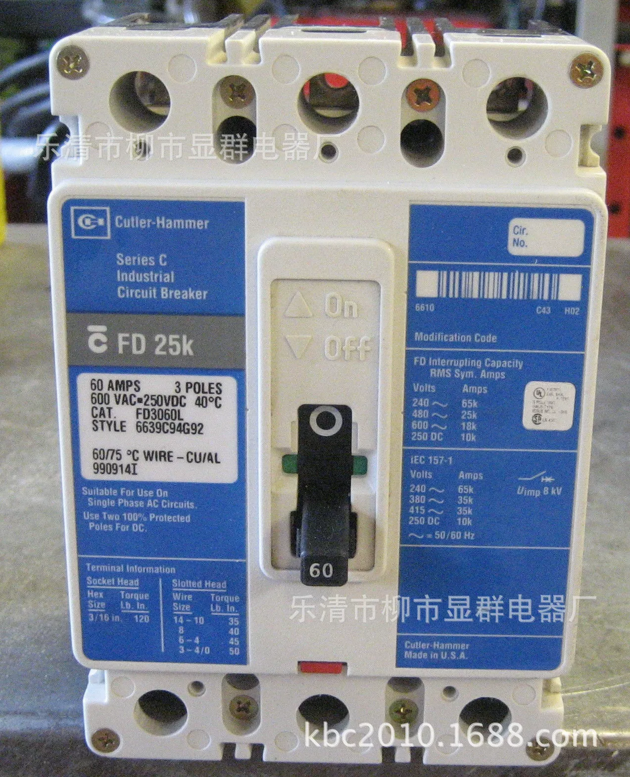 Cutler Hammer [塑壳断路器FD 25KFD3060L FD3060]