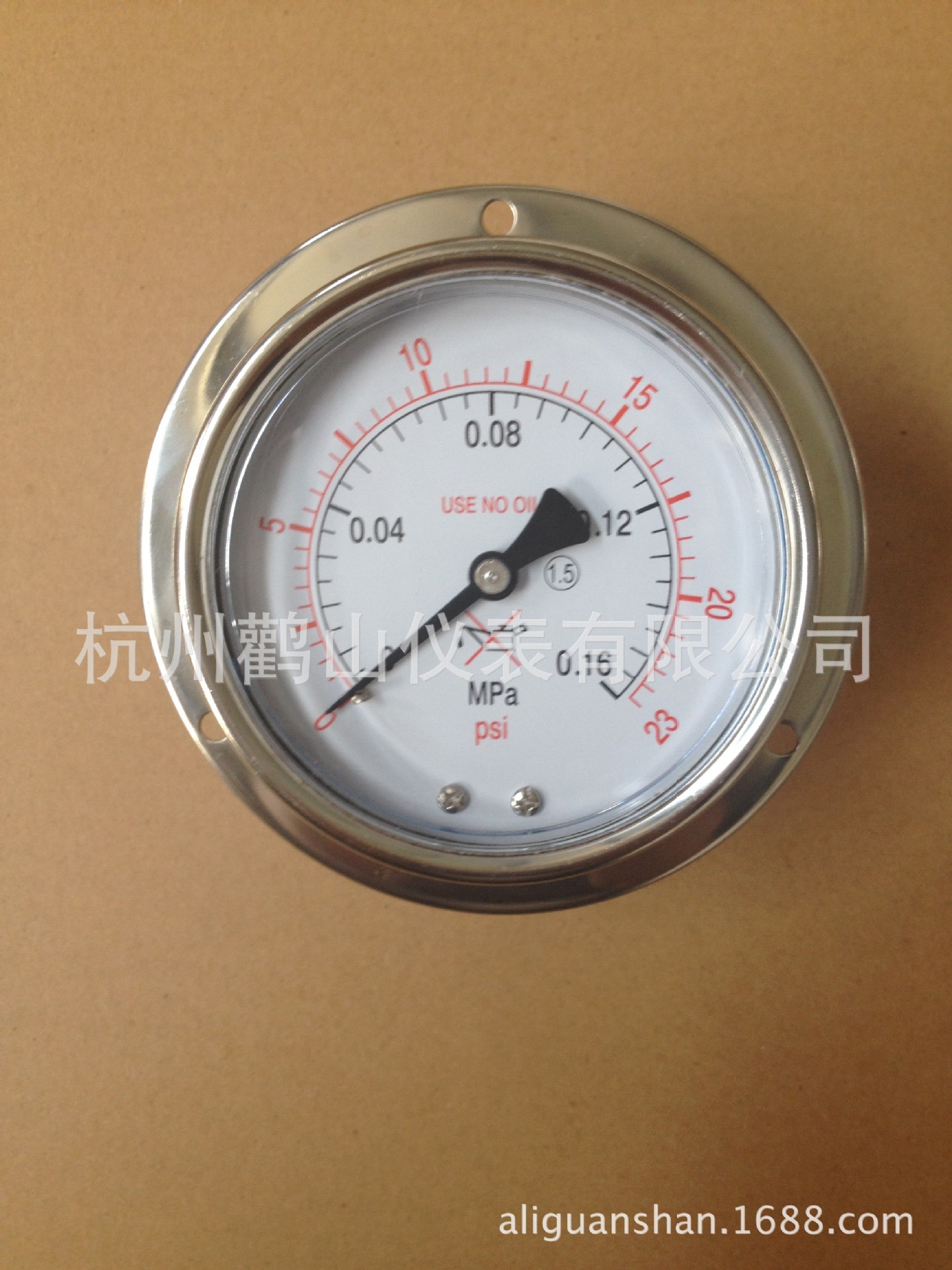 氧气压力表全不锈钢轴向带边YO100BFZT 禁油表 轴向不锈钢304表