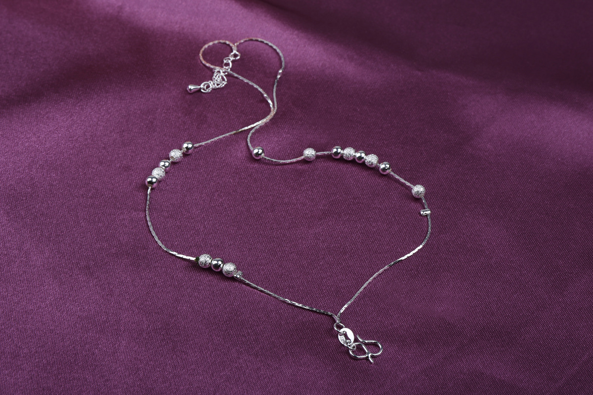 Korean Style Silver Plated Rotating Bead Anklet With Pearls_voghion.com