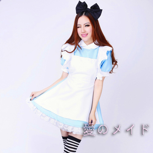 COSPLAY Alice in Wonderland Super Cute Maid Costume Aqua Blue Maid Costume Anime Costume