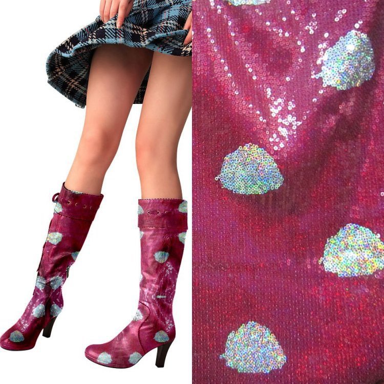 3mm满版叶子花型珠片绣花面料 亮片绣面料 时装鞋帽辅料 厂家直销