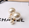 Zirconium from pearl, fashionable cute double-sided earrings, Korean style