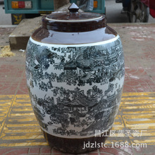 景德镇陶瓷器清明上河图50-100斤米缸 酒缸超大腌菜坛泡菜坛米缸