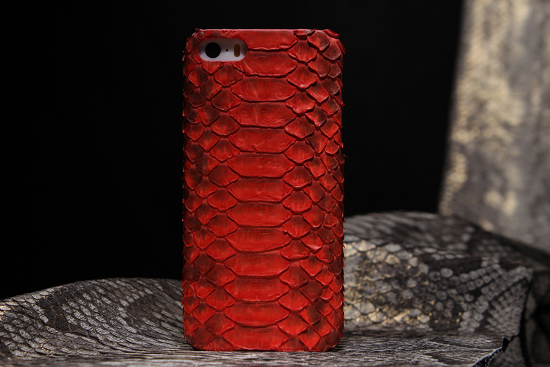i-idea Handmade Luxury Genuine Real Python Snake Skin Leather Case Cove for Apple iPhone SE/5S/5