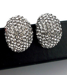 捷克水钻超亮满钻大耳钉 韩版时尚夸张软垫无耳洞夹式耳夹