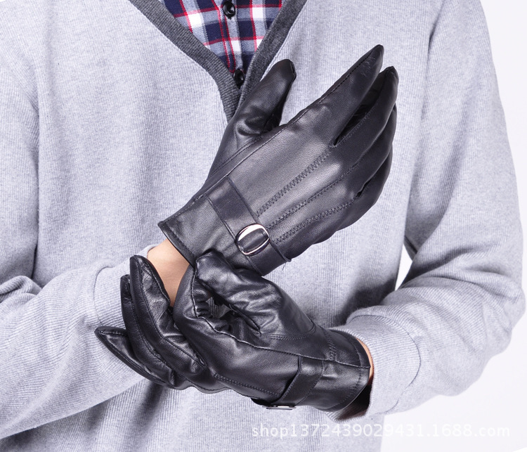 真皮手套男士手套羊皮 男式 手套 秋冬季保暖手套骑行|ru