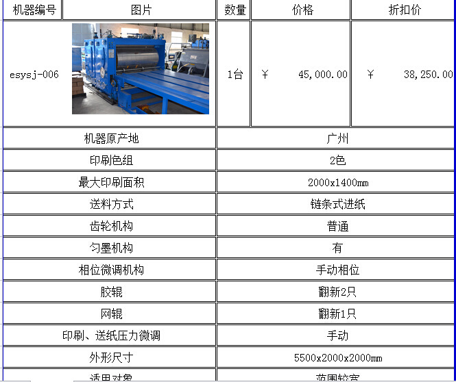 超諾二手紙箱機械參數表 (3)