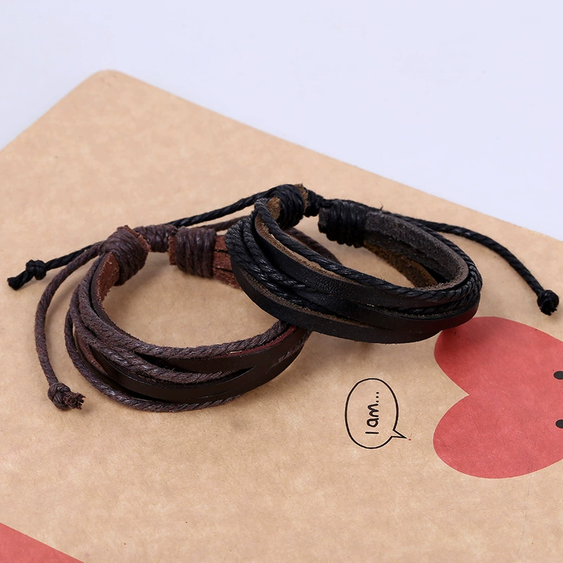 (Граница торговли), плетёный кожаный браслет, ретро аксессуар, на Aliexpress, подарок на день рождения, натуральная кожа