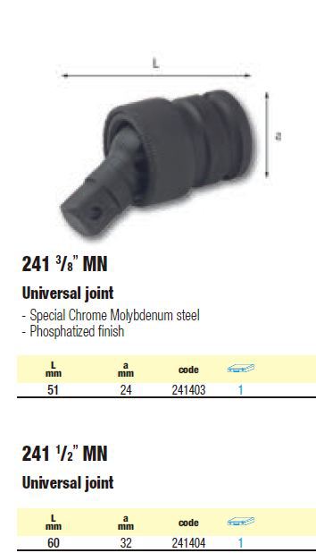 [含税]USAG乌沙克 万向接头 241  3/8 1/2 3/4 1 MN