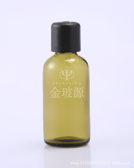 厂家直营50ML橄榄色精油瓶配进口按压盖现货供应咸菜色