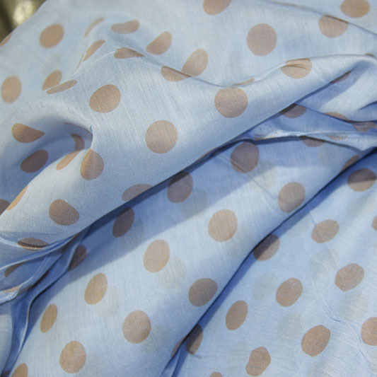 厂家供应丝棉纺30丝70棉门幅140cm印花水玉波点真丝棉时装面料|ms