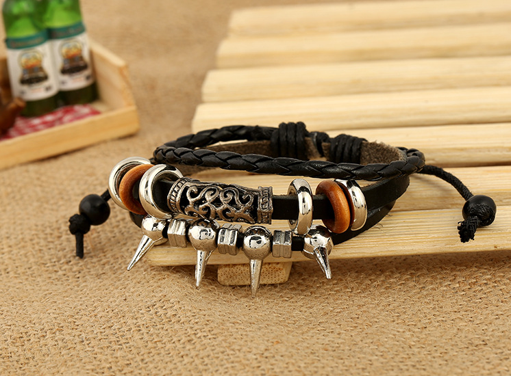 Pulsera Cuero Punk Joyas Punk Cuero De Vaca Personalizado display picture 3