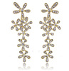 Fashionable universal long earrings, European style, with snowflakes, floral print, diamond encrusted