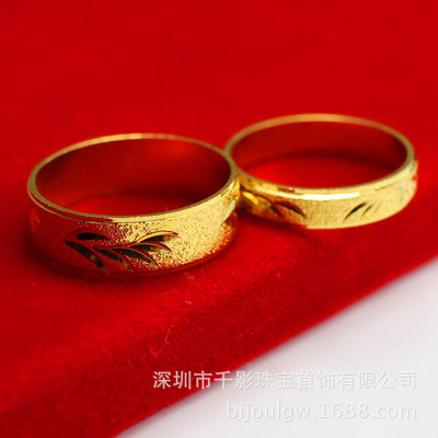 gold Ring lovers Ring men and women Sufficient gold 999 Gold Finger ring Gold rings Clover Gold-plated