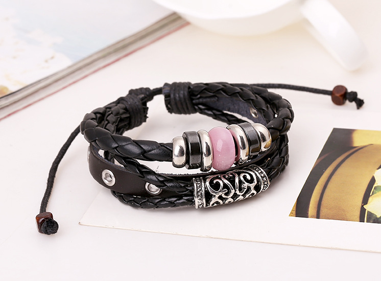 Retro personality leather bracelet fashion temperament wild beaded leather bracelet new bracelet