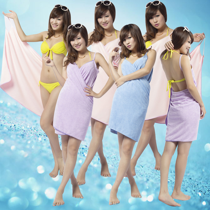 厂家直销超细纤维可穿浴巾 70*140吸水浴巾吊带浴巾成人裹胸浴巾|ru