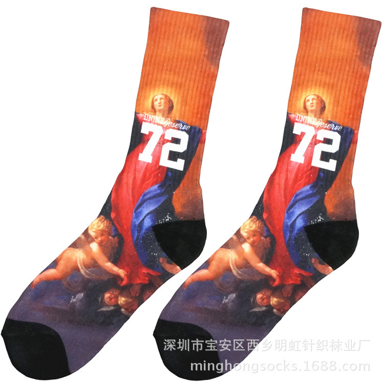 Pure polyester printed socks in the tube sports socks printed pattern socks printed football socks socks custom manufacturers