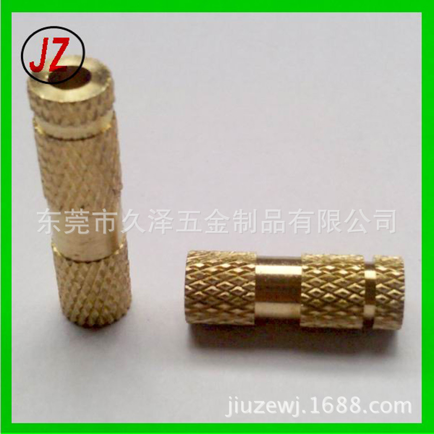 厂家批发长注塑铜螺柱 M3M4M5滚花黄铜螺柱 通牙热压热熔铜螺母