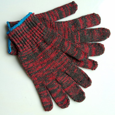 批发劳保手套棉纱手套红纱手套耐磨防护作业花手套足重600g线手套|ru