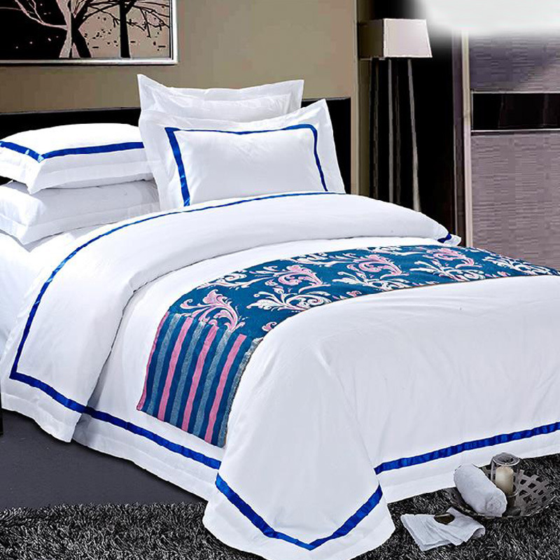 貢緞藍色拼接邊首圖3