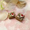 Realistic cream strawberry, dessert food play, resin with accessories, doll house, toy, handmade