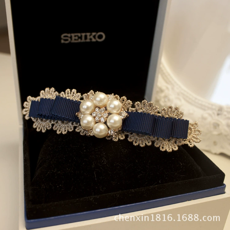 Korean elite hairgrip handmade from pearl with bow, hairpins, hair accessory, Korean style, wholesale