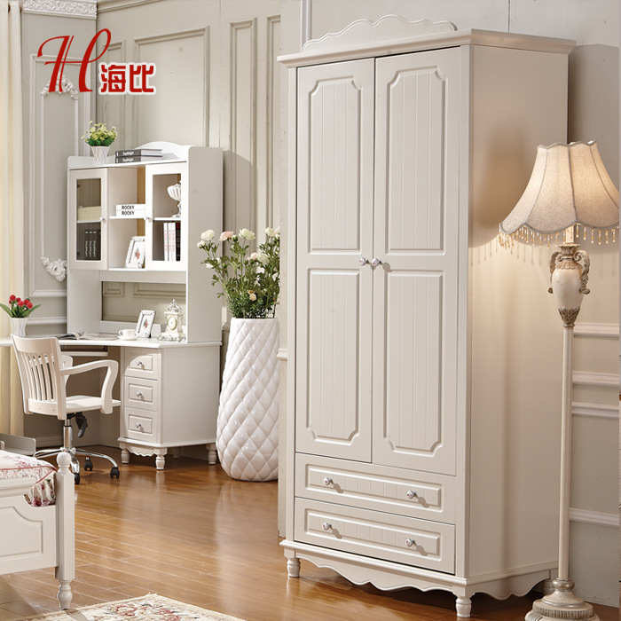 欧式家具 田园衣橱 实木两门衣柜 简易儿童衣柜 韩式组合衣柜特价