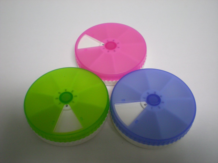 厂家直销一周药盒 圆形7分格旋转药盒塑料药盒便携药盒