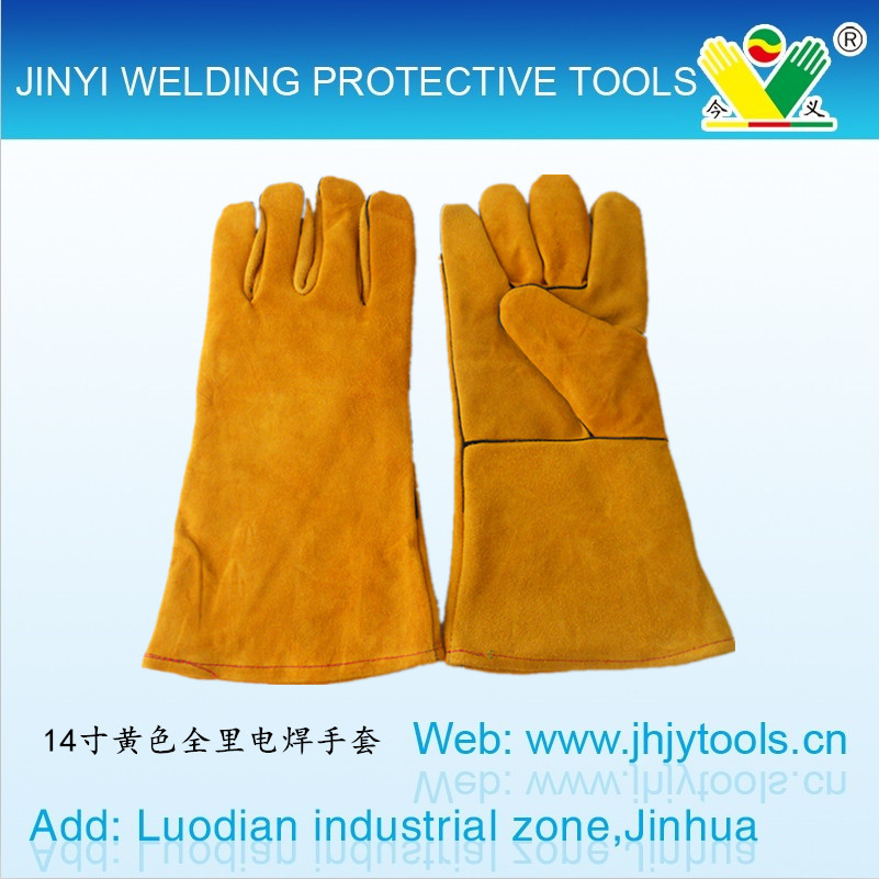 供应电焊手套 牛皮焊工专用电焊手套 牛二层电焊手套14寸