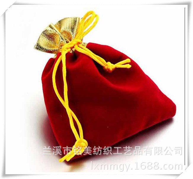 厂家直供 高品质束口抽绳金口绒布袋 首饰绒布袋 手机电源袋