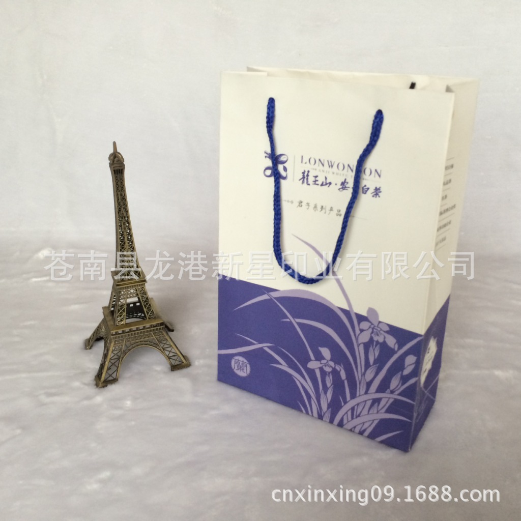 厂家供应茶叶包装纸袋手提袋 安吉白茶手提袋纸袋