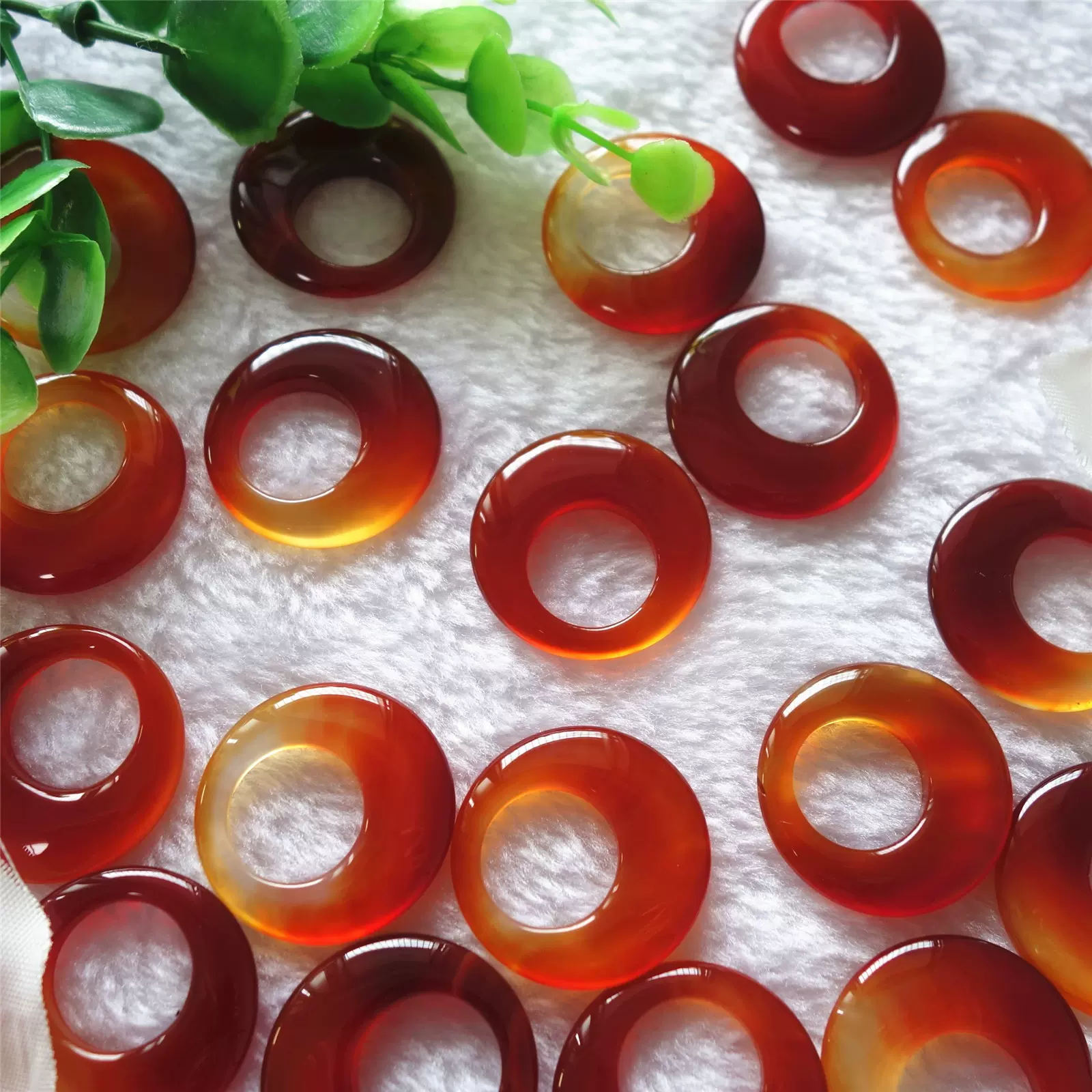 巴西天然红玛瑙偏心圆 圆形阿哥哥agogo项链吊坠手工DIY饰品30mm